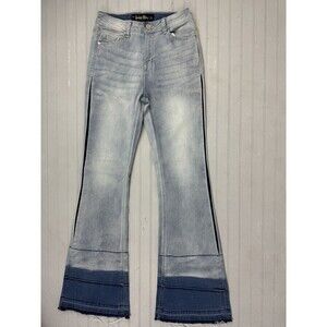 Indigo Rein Size 1 Womens Jeans Flare Mid Rise Light Wash Stretch 2 Tone Legs